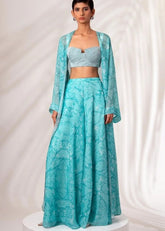 A Model Wearing Blue Handloom Chanderi Silk Zuri Co-Ord Set, curated by Only Ethikal