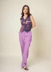 A Model Wearing Multicolor Upcycled Cotton Francis Printed Coat, curated by Only Ethikal