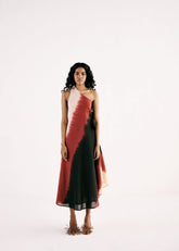 A Model Wearing Multicolor,Cotton Mul Red Horizon Dress curated by Only Ethikal