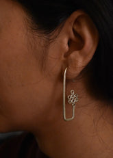 A Model Wearing Silver Pure Silver Silver Na-Gyen Pata Earrings, curated by Only Ethikal