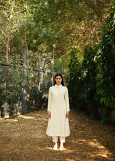 A Model Wearing White Wool White Daliacoord Set , curated by Only Ethikal