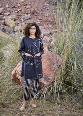 A Model Wearing Black Pure Cotton Under the Moon Co-ord Set,curated by Only Ethikal