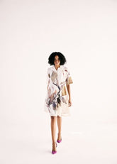 A Model Wearing Multicolor,Cotton Mul Ivory Bloom Dress curated by Only Ethikal