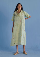 Imara Cowl Neck Linen Dress - Mint