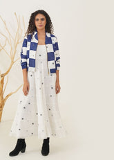 A Model Wearing Multicolor Handwoven Cotton Desert Lily Jacket , curated by Only Ethikal