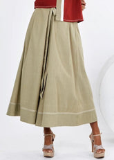 A Model Wearing Beige Pure Cotton Oshi Grey-Beige Pant, curated by Only Ethikal