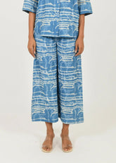 Indigo Splash Linen Pants