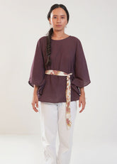 A Model Wearing Purple Handwoven Cotton The Midnight Garden Top, curated by Only Ethikal