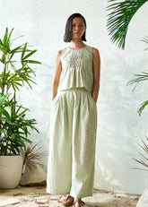 A Model Wearing Green Pure Cotton Iced Matcha Top, curated by Only Ethikal