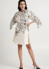 A Model Wearing White Pure Cotton Leo Short Dress, curated by Only Ethikal