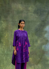 A Model Wearing Purple
Upcycled Fabric Naomi Embroidered Tunic, curated by Only Ethikal
