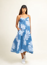 A Model Wearing Multicolor Upcycled Yui Slip Dress Blue, curated by Only Ethikal