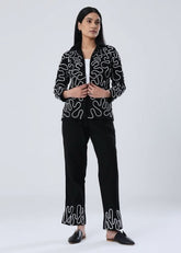 A Model Wearing Black Cotton Twill Moonlight Blazer , curated by Only Ethikal