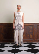 A Model Wearing Multicolor Pure Cotton Scribbled In Threads Top, curated by Only Ethikal