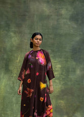 A Model Wearing Multicolor Upcycled Fabric Rehno Floral Pants, curated by Only Ethikal