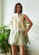 A Model Wearing Green Pure Cotton Cool Cucumber Shorts, curated by Only Ethikal