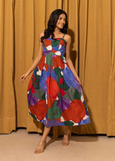 A Model Wearing Multicolor Handwoven Cotton Florence Dress Multicolor, curated by Only Ethikal