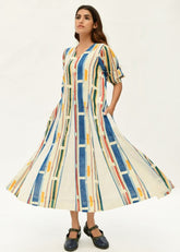 A Model Wearing Multicolor Organic Cotton Ftl Panelled Dress , curated by Only Ethikal