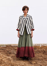 A Model Wearing Multicolor,Pure Cotton Jade Jacket curated by Only Ethikal