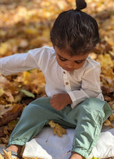 Unisex Organic Essential White Kurta & Mint Pants