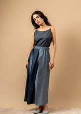 A Model Wearing Blue Upcycled Denim Louisa Upcycled Denim Dress, curated by Only Ethikal