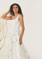 A Model Wearing Multicolor Handwoven Cotton Desert Lily Dress , curated by Only Ethikal