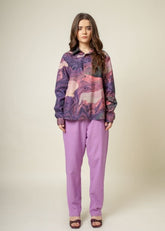 A Model Wearing Multicolor Upcycled Cotton Earo Printed Multicolor Shirt, curated by Only Ethikal