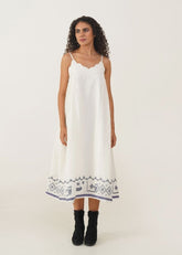 A Model Wearing Multicolor Handwoven Cotton Opal Dress, curated by Only Ethikal