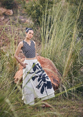 A Model Wearing White Pure Cotton Never-Ending Skirt Trouser curated by Only Ethikal