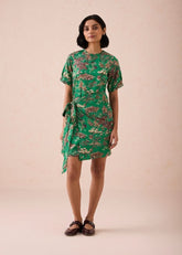 A Model Wearing Green Tencel Green Fields Tencel Wrap Dress, curated by Only Ethikal