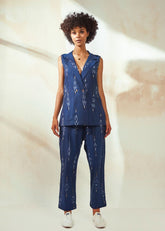 Marine Blue Ikkat Co-Ord Set