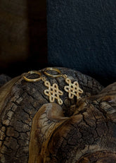 A Model Wearing Gold 18k Gold plated over brass Gold Samsara Drop Earrings, curated by Only Ethikal