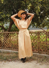 A Model Wearing Beige Bemberg Mia Beige Skirt, curated by Only Ethikal