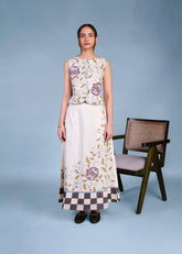 A Model Wearing Multicolor Pure Cotton Petal Print Skirt, curated by Only Ethikal