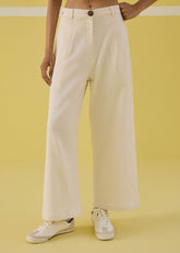A Model Wearing Organic Cotton Sunshine Organic Cotton Trousers, curated by Only Ethikal