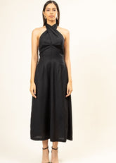 A Model Wearing Black Upcycled Cotton Karen Black Dress, curated by Only Ethikal