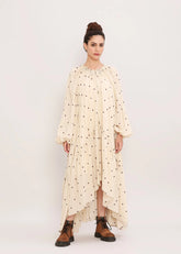 Coco Cream Heart Moss Frill Dress