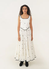 A Model Wearing White Pure Cotton Ivanna Set, curated by Only Ethikal