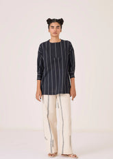 Samudra Black Striped Top