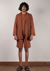 Men'S Brown Crush T-Shirt, Shorts & Jacket Set (3 Pcs)