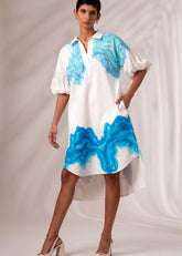 A Model Wearing Multicolor Cotton Twill Doris Midi Dress, curated by Only Ethikal