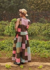 A Model Wearing Multicolor Upcycled Cotton Irene Kantha Patchwork Skirt, curated by Only Ethikal