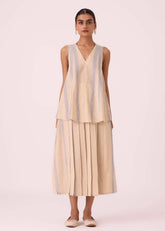 A Model Wearing Multicolor Handwoven Cotton Nastasya Beige Handwoven Top, curated by Only Ethikal