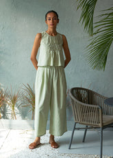 A Model Wearing Green Pure Cotton Iced Matcha Coord Set, curated by Only Ethikal