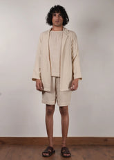 Men'S Cream Crush T-Shirt, Shorts & Jacket Set (3 Pcs)