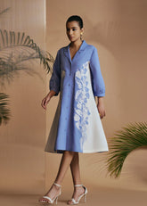 Origani Blue Petal Safari A-Line Dress
