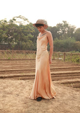 A Model Wearing Beige Bemberg Lola Beige Dress, curated by Only Ethikal