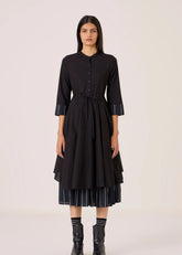 Hulas Black Handwoven Layered Dress