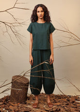 A Model Wearing Green, Brown, Beige, Blue Pure Cotton Roots CB Sevi Top, curated by Only Ethikal