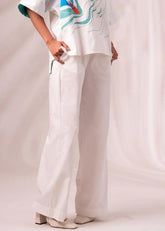 A Model Wearing White Cotton Twill Gina Pant, curated by Only Ethikal